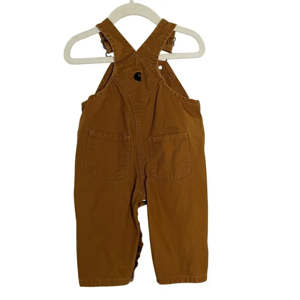 Carhartt Infant Canvas Bib Overalls 6-9 months Adjustable Straps Brown *flaw